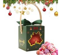 Christmas Treat Boxes - Goodie Container with Window and Handle,Christmas Snack Box,for Handicrafts Fruits Party Favors Stocking Stuffers Family Gatherings Teachers Holiday Neighbors