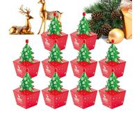 Christmas Treatbox 10-Piece Christmas Tree Candy Box 3D Bag Basket Embellishment For Valentine Family Birthday Holiday Easter Snack