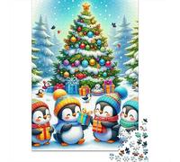 Christmas Tree 1000 Piece Jigsaw Puzzle Cute Penguins Puzzle Game for Family Adults Paper Relaxation Gift 38x26cm/1000pcs