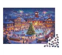 Christmas Tree 1000 Piece Jigsaw Puzzles for Adults， Puzzle 1000 Pieces Festive Town Square Impossible Challenge Home Decoration Gifts 70x50cm/1000pcs