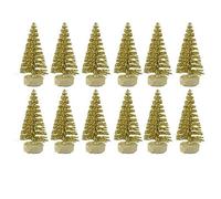 Christmas Tree 12/24 pieces of mini Christmas tree sisal silk cedar home decoration 4.5 cm small Santa Snow Frost Village House Christmas Tree Lights(Beige,4.5cm)