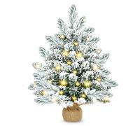 Christmas Tree 20 Inch Artificial Christmas Tree with LED Lights Christmas Tree with Jute Base for Desk Christmas Decoration Home Office