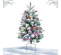 Christmas Tree,29.5 Inch Snow Frosted Stake,Pre-Lit Artificial Christmas Filler - for Outdoor Pathway Porch Yard Carnival Party Apartment Mothers Day Home