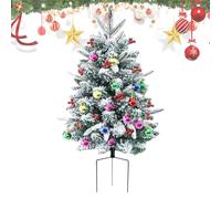 Christmas Tree - 29.5 Inch Snow Frosted Stake | Pre-Lit Artificial Christmas Filler | for Outdoor Pathway Carnival Party Apartment Mothers Day Home