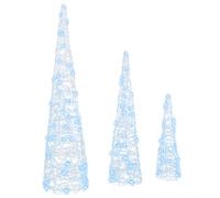 vidaXL Christmas Tree 3 pcs Warm white 20 x 20 x 80 cm Acrylic, White