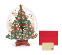 Christmas Tree 3D Pop Up Card, Christmas 3D Greeting Cards, Xmas Surprise Greeting Card Gift, Snowflake Candy Xmas Ball Theme, Gift for Kids, Friends, Family (A)