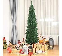 Christmas Tree, 5FT/6FT/7FT/8FT Green Pencil Slim Christmas Tree, Traditional Artificial Xmas with Metal Stand, Decoration and Gift(5FT/1.5M)