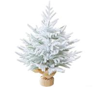 Christmas Tree 60cm Tabletop Snow Flocked Artificial PE Green Compact Holiday Decor for Home Office Desk Shelf Winter Festival Display(B)