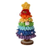 Christmas Tree | 7-Layer Gradient Colors Crochet Christmas Tree | Tabletop Mini Home Ornaments for Holiday Fireplace Corner Office Mothers Day Party Carnival Porch Indoor