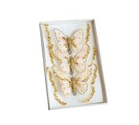 Christmas Tree Accents Double Layer Sequin and Feather Butterfly Hanging Ornaments for Seasonal Home Ambiance (Golden)