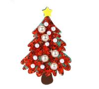 Christmas Tree Acrylic Brooch for Her Cute Rhinestone Pearls Decoration Xmas Tree Festival Pins
