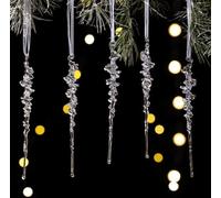 Christmas Tree Acrylic Icicle Decorations 50 Pieces for Seasonal Use with Clear Transparent Style Perfect for Various Holiday Settings
