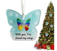 Christmas Tree Acrylic Ornaments,Winter Holiday Seasonal 2D | Acrylic Rainbow Butterfly Pendant Decor,for Living Room Garden Mantel Door Wall Party