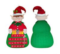 Christmas Tree Advent Calendar Made of Felt Featuring Santa for Hanging on Walls and Doors to Mark Days Leading to Holiday Celebrations (B)
