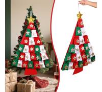 Christmas Tree Advent Calendar Reusable Countdown Hanging Decorations 24 Empty Pockets Felt Fillable Ornaments for Xmas Home Wall Door Holiday Party