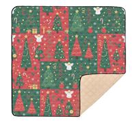 Christmas Tree and Angel Patchwork Pattern Soft Padded Baby Gym & Activity Mat for Indoor Outdoor Portable Infant Play Activity Mat for Babies Infants Toddlers, 50'' x 50''