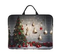 Christmas Tree And Bells 14 Inch Printed Laptop Sleeve, 600d Oxford-Cloth Shockproof Laptop Case With Thickened Pearl Cotton,Waterproof Portable Laptop Handbag Cover