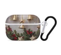 Christmas Tree and Bells Airpod Pro Case AirPods 2 Case for Women Hard Shell Protective Cover with Carabiner Keychain Compatible with AirPods Case 2nd 1st Generation, Front LED Visible White