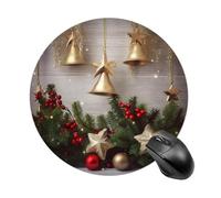 Christmas Tree and Bells Round Mouse Pad Smooth Glide Gaming Mousepad Extra Density Portable Comfortable Mouse Mat for Desk, Home, Office 7.8x7.8 Inches