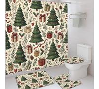 Christmas Tree and Gifts Holiday Theme Shower Curtain Sets