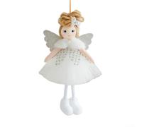 Christmas Tree and Home Hanging Pendant with Plush Angel Doll and Mesh Wings, Fabric Material (white)