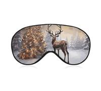 Christmas Tree and Reindeer Blackout Sleep Eye Mask, Ventilated Fabric, Adjustable Wearing Style, Zero Pressure Sleeping Mask Soft Skin Friendly Eyeshade for Women Men