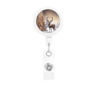 Christmas Tree and Reindeer Retractable Badge Reel Heavy Duty Badge Holder with Belt Clip Retractable Lanyards ID Card Holder with Keychain Name Badge Clips for Office Nurse Employee