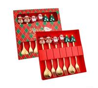 Christmas Tree and Snowman Patterned Stainless Steel Spoon and Fork Set 6pcs for Festive Meals and Daily Dining Tableware (2)