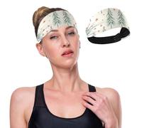 Christmas Tree and Star Pattern Wide Headbands for Women Non Slip Soft Elastic Hair Bands Yoga Running Sports Workout Gym Head Wraps, African Turbans Bandana
