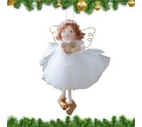Christmas Tree Angel Girl Ornament - Hangable Dreamy Decorative Figurine With Golden Wings - Holiday Ornament For Living Room, Bedroom, Balcony, Farmhouse, Garden, Front Door, Wall, Café Or Restaurant