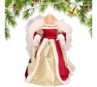 Christmas Tree Angel Topper - Treetop Angel with White Feather Wings | Christmas Angel Figure, 7.08 Inch Angel on the Tree Topper for Birthday, Christmas, Christmas Trees at Home