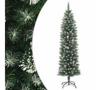 Christmas Tree Artificial Slim With Stand 48 x 48 x 180 cm Green White PVC