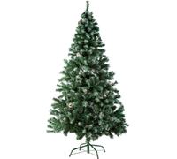 Christmas Tree - artificial with frosted tips, pine cones, metal stand