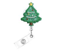 Christmas Tree Badge Reel,Cute Felt Badge for ID Card Badge,Embroidered Telescoping Retractable Badge Holder Alligator Clip Accessories for Nurse,Medical Worker,Nursing Student,Teacher