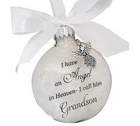 Christmas Tree Ball Baubles Ornaments, Clear Feather Ball Angel Memorial Ornament, I Have an Angel in Heaven 2022 Christmas Decoratin, Family Memorial Loss of Loved One, Grandson