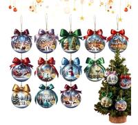 Christmas Tree Ball Ornament Set - 2D Wooden Reindeer Car Pendants - Christmas Tree Ball Pendant,for Holiday Birthday Home Offices School Dormitory Car Bedroom Living Room