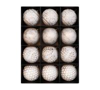 Christmas Tree Ball Ornaments - 3.15 Inches, 12 Pieces White And Gold Balls | Shatterproof Holiday Decorations, Christmas Tree Ball Set For Railing, Engagement, Wedding, Event, Winter Holiday Décor