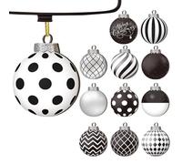 Christmas Tree Ball Ornaments, Black And White Christmas Baubles Vintage Christmas Ornaments, 2D Shatterproof Christmas Tree Decorations, Fall Christmas Tree Decor For Festival