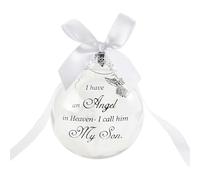 Christmas Tree Ball Ornaments Clear Feather Ball Angel Memory Christmas Ornament for Loss Loved Ones, Have An Angel in Heaven, Call Her Mom Family Memorial Hanging Pendant Xmas Tree Décor