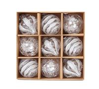 Christmas Tree Balls - 9pcs Christmas Tree Ornaments Set | 3.15inch Hangable Ornaments | Shatterproof Christmas Baubles | fròzen Winter Silver And White Christmas Ball Ornaments For Christmas Tree Dec