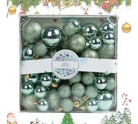 Christmas Tree Balls Ornaments, 44pcs Shatterproof Baubles Set, Hanging Bauble Pendants, Tree Hanging Ball Set for Xmas Party Indoor Outdoor Decorations (Light Green-44pcs)