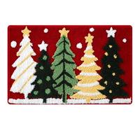 Christmas Tree Bathroom Rugs 20x32 Inch, Winter Soft and Absorbent Tufted Xmas Snowflake Bath Mat Non Slip Washable, Christmas Bathroom Decor Rug Red Holiday Decorations