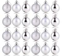 Christmas Tree Bauble Decoration Set - Shatterproof Silver Ball Ornaments for Party and Holiday Decor (Pack of 32)