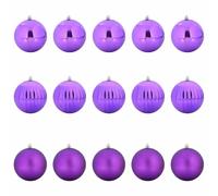 Christmas Tree Bauble Set XL 15-Piece Purple Plastic Christmas Tree Decoration Tree Pendant Ornament for Christmas Tree Advent Christmas Decoration for Hanging and Decorating in the Living Room
