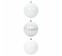 Christmas Tree Bauble Set XXL 3-Piece White Plastic 25 cm Christmas Tree Decoration Ornament Pendant for Christmas Tree Advent Holiday