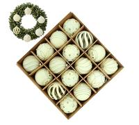 Christmas Tree Baubles - 16 Pieces Hanging Balls with Flocked Effect Christmas Tree Pendants - Window Door Wall Living Room Bedroom Balcony Garden Welcome Gift