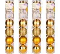 Christmas Tree Baubles 36pcs, 50mm Christmas Decoration Balls Shatterproof Xmas Decoration for Christmas Tree Plastic Colour Painted Baubles Ornaments for Christmas Party Wedding (GOLD)