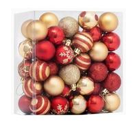Christmas Tree Baubles 50 Pcs 4cm/1.57" - Red and Gold Decorations With Lanyard for Garland, Trees, and Wedding Decor
