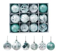Christmas Tree Baubles and Decorations - Blue, Burgundy, Sage Green, and White Ornaments for Holiday Decor