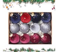 Christmas Tree Baubles Decorations - Premium Velvet Hanging Ornaments 12 Packs, 6cm Holiday Party Decorations | Shatterproof Festive Balls for Christmas Tree, Window